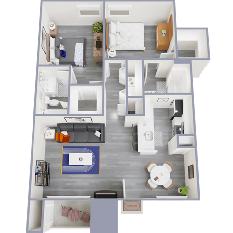 a floor plan of a 3 bedroom apartment